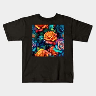 Radiant Rose Seamless Floral Pattern Kids T-Shirt